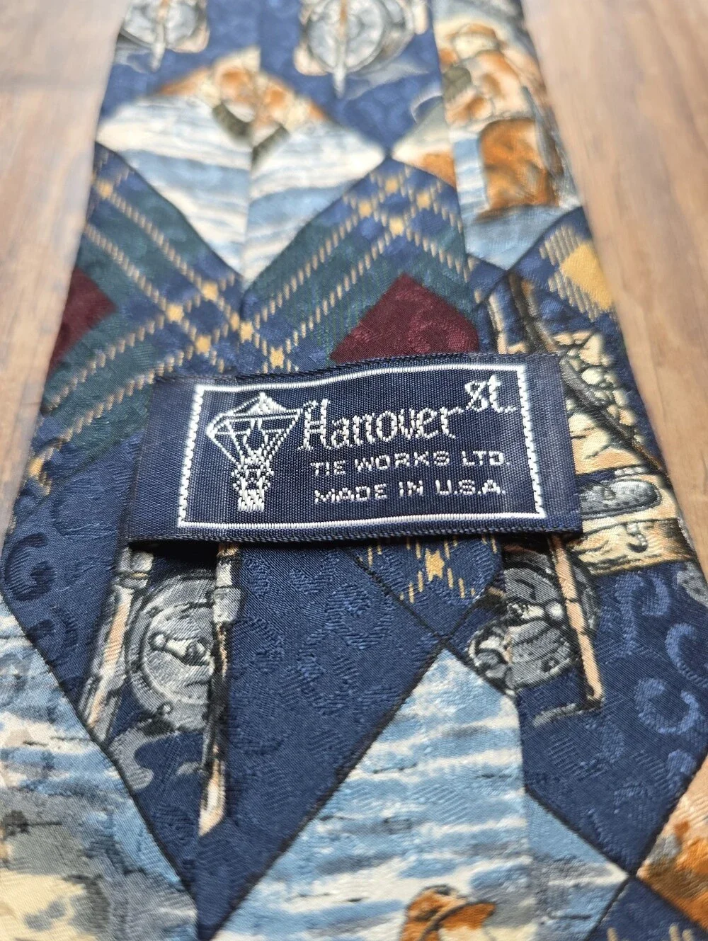 Hanover St. Tie Works - Vintage Fly Fishing Patchwork Tie - Blue Multi